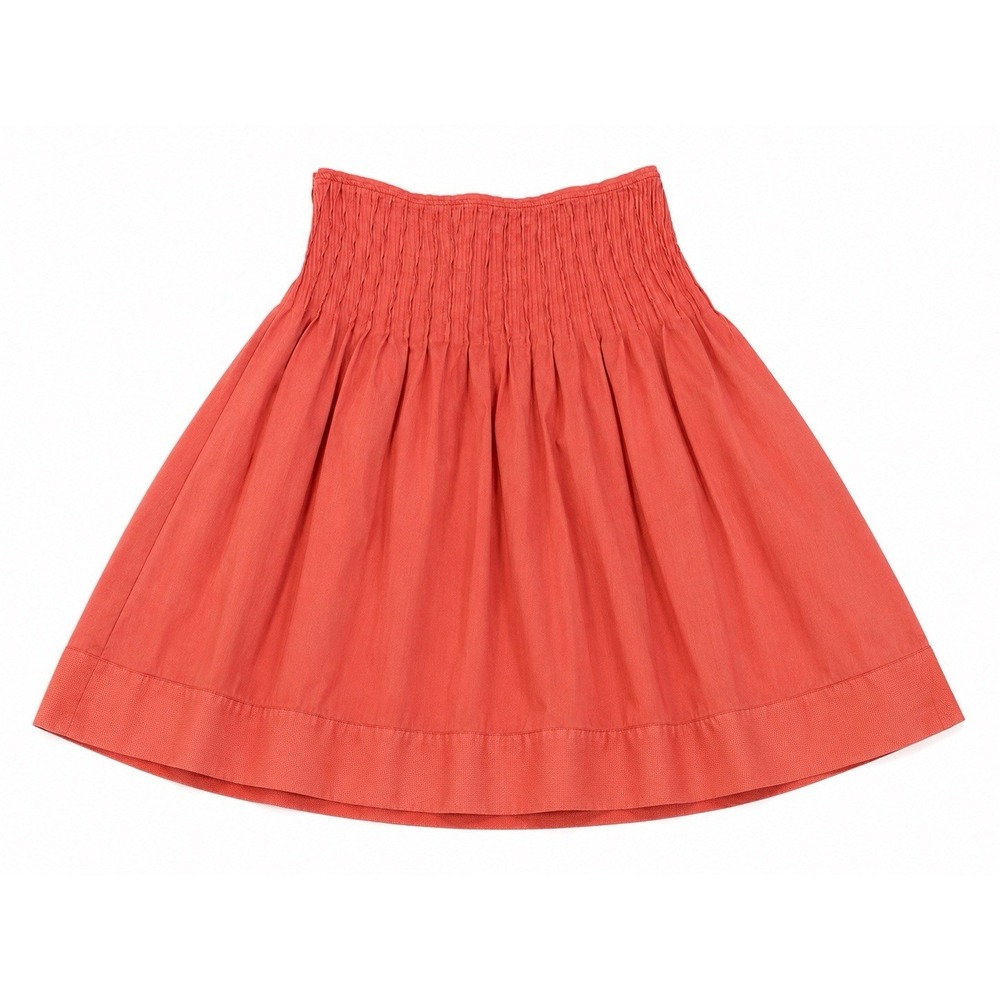 Cotelac Skirt 0 Coral A-Line Smocked Waist Classic Resort Parisian Travel Chic